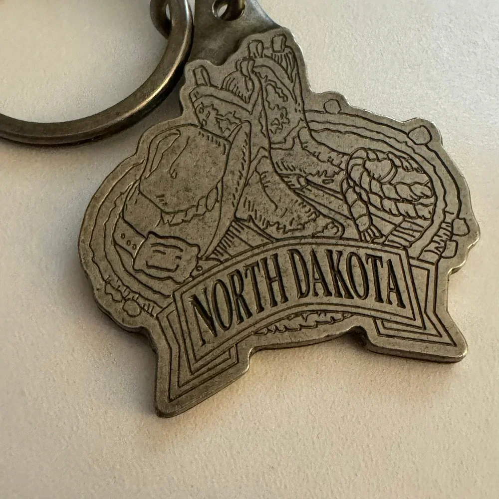 North Dakota Souvenir Keychain Cowboy Hat Boots Rodeo‎ Collectible USA Travel